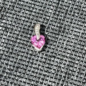 4 Diamond & Pink Sapphire Heart 10K Solid White Gold Pendant LGL Leer Gems